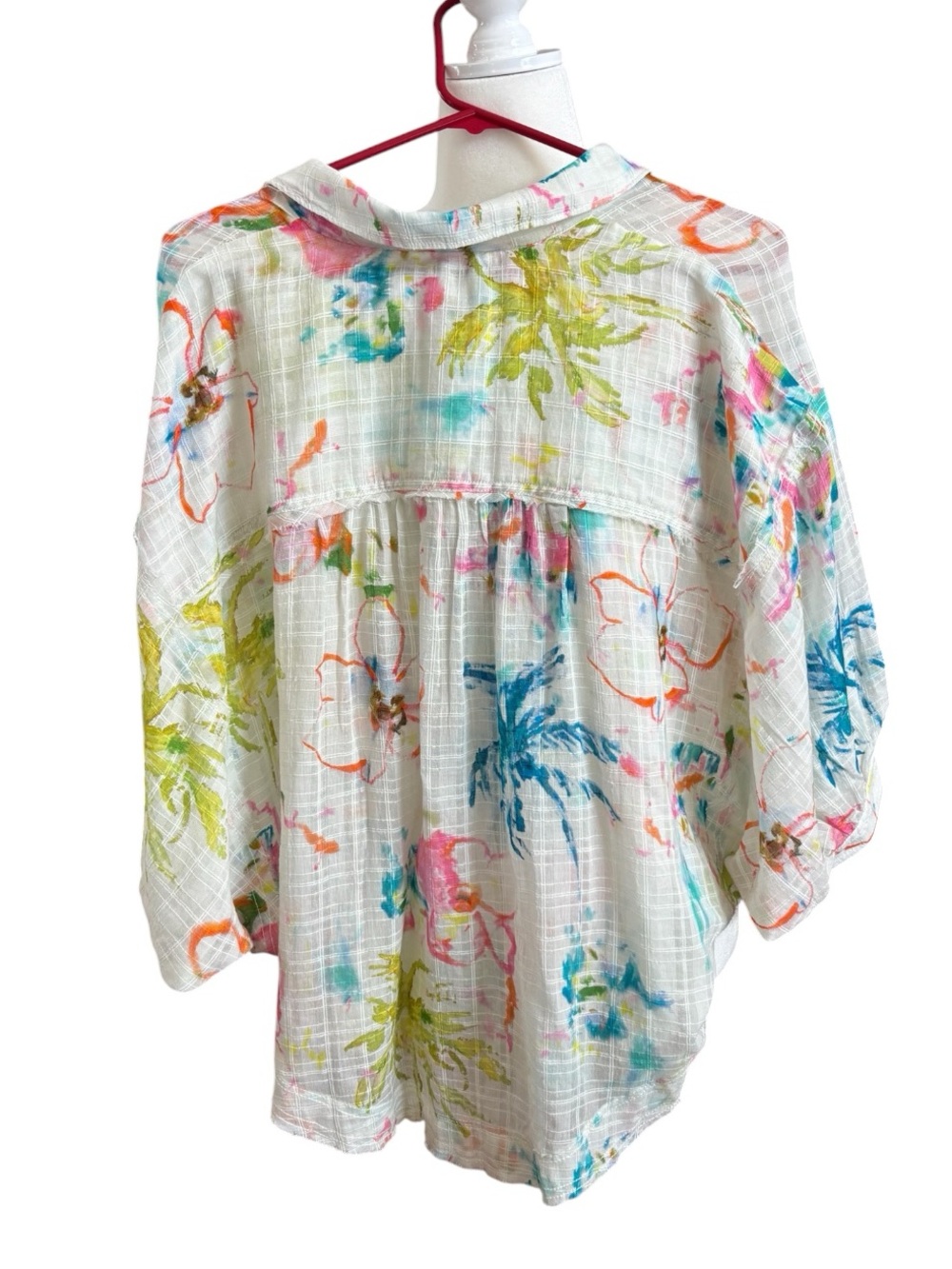 Pilcro/Anthropologie 100% Cotton Summer Buttondown Shirt in Ivory Pattern L. NWT - Picture 7 of 13